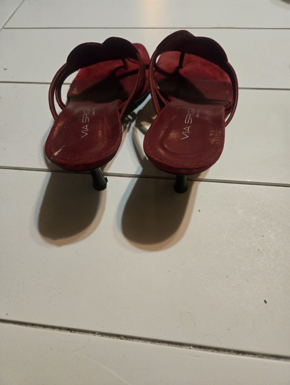 Vintage Via Spiga Red Heart-Detail Suede Women's Sandals Heatt Shape - Picture 5 of 7